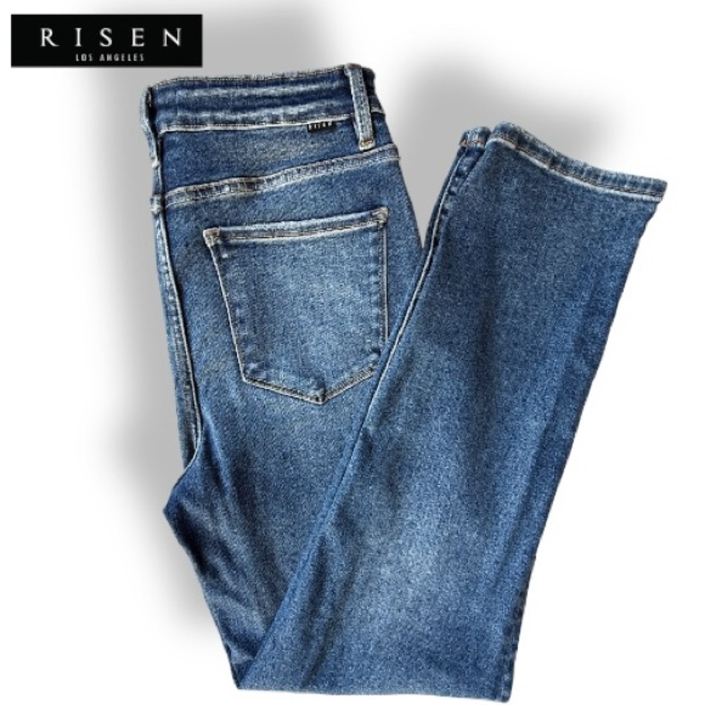 RISEN JEANS Tummy Control Distressed Ankle Skinny Confidence Curve | Size 13/31